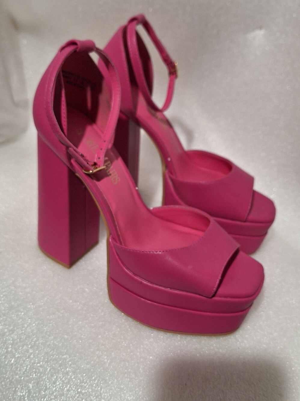 Women's Platform Ankle-Strap Heels in Hot Pink